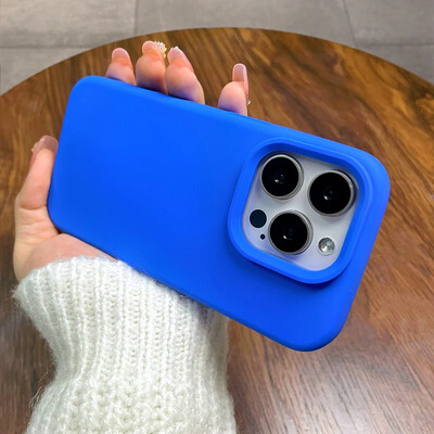 Čvrsta telefonska maska od originalnog tekućeg silikona za iPhone 16 15 14 13 12 11 Pro Max Plus Titanium siva mekana stražnja maska otporna na udarce