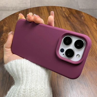 Čvrsta telefonska maska od originalnog tekućeg silikona za iPhone 16 15 14 13 12 11 Pro Max Plus Titanium siva mekana stražnja maska otporna na udarce