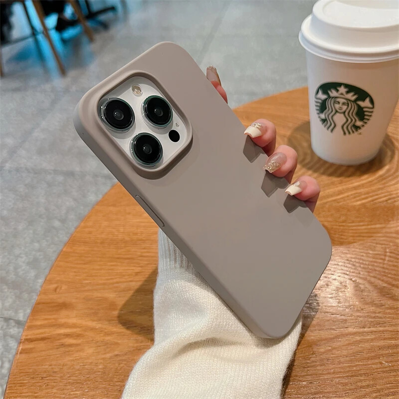 Čvrsta telefonska maska od originalnog tekućeg silikona za iPhone 16 15 14 13 12 11 Pro Max Plus Titanium siva mekana stražnja maska otporna na udarce