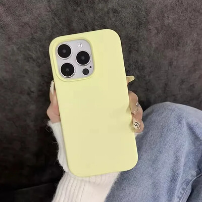 Mielas minkštas silikoninis smūgiams atsparus telefono dėklas, skirtas iPhone 14 15 13 12 11 Pro Max Plus natūralaus titano pilnai apsauginis skysčio dangtelis