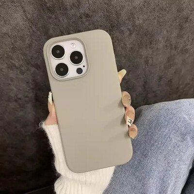 Mielas minkštas silikoninis smūgiams atsparus telefono dėklas, skirtas iPhone 14 15 13 12 11 Pro Max Plus natūralaus titano pilnai apsauginis skysčio dangtelis