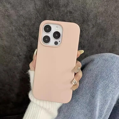 Mielas minkštas silikoninis smūgiams atsparus telefono dėklas, skirtas iPhone 14 15 13 12 11 Pro Max Plus natūralaus titano pilnai apsauginis skysčio dangtelis