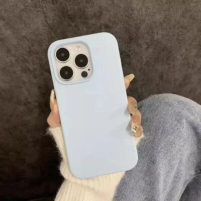 Mielas minkštas silikoninis smūgiams atsparus telefono dėklas, skirtas iPhone 14 15 13 12 11 Pro Max Plus natūralaus titano pilnai apsauginis skysčio dangtelis