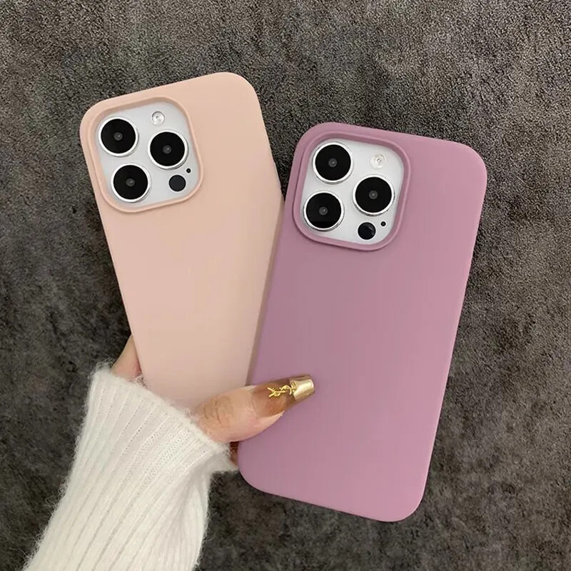 Slatka mekana silikonska telefonska maska otporna na udarce za iPhone 14 15 13 12 11 Pro Max Plus puna zaštitna tekuća maska od prirodnog titana