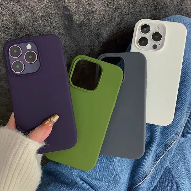 Slatka mekana silikonska telefonska maska otporna na udarce za iPhone 14 15 13 12 11 Pro Max Plus puna zaštitna tekuća maska od prirodnog titana