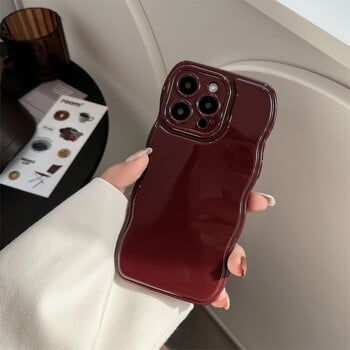 Vintage Wine Red Wavy Edges Phone Case for iPhone15 14 13 12 11 Pro Max X XR XSMAX TPU Fall prevention Cover Νέα προϊόντα