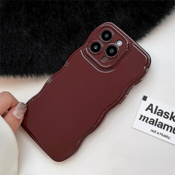 Vintage Wine Red Wavy Edges Phone Case for iPhone15 14 13 12 11 Pro Max X XR XSMAX TPU Fall prevention Cover Νέα προϊόντα