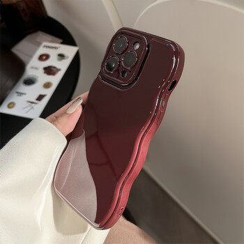 Vintage Wine Red Wavy Edges Phone Case for iPhone15 14 13 12 11 Pro Max X XR XSMAX TPU Fall prevention Cover Νέα προϊόντα