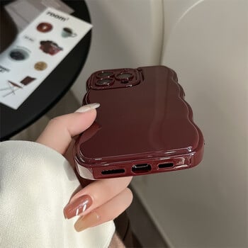 Vintage Wine Red Wavy Edges Phone Case for iPhone15 14 13 12 11 Pro Max X XR XSMAX TPU Fall prevention Cover Νέα προϊόντα