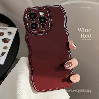 Vintage Wine Red Wavy Edges telefoniümbris iPhone15 14 13 12 11 Pro Max X XR XSMAX TPU Kukkumise vältimise kate Uued tooted