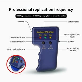 Repetitive Handheld 125KHz EM4100 5200 RFID Card Writer Copier Duplicator Programmer + 5PCS T5577 Επανεγγράψιμα Μπρελόκ Ετικέτες