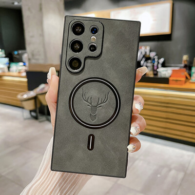 Za Magsafe magnetsku futrolu za bežično punjenje za Samsung Note 20 S24 S23 S22 S21 Ultra Plus luksuzna kožna maska otporna na udarce