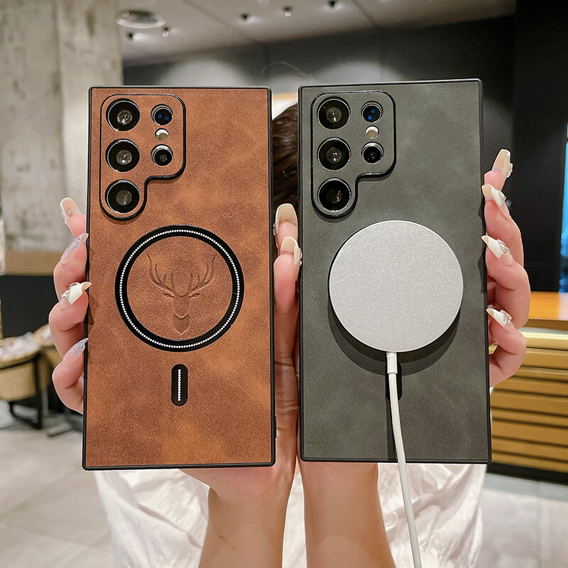 Za Magsafe magnetsku futrolu za bežično punjenje za Samsung Note 20 S24 S23 S22 S21 Ultra Plus luksuzna kožna maska otporna na udarce