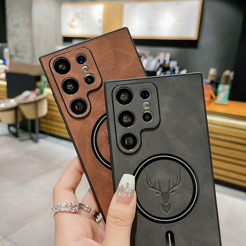 Za Magsafe magnetsku futrolu za bežično punjenje za Samsung Note 20 S24 S23 S22 S21 Ultra Plus luksuzna kožna maska otporna na udarce