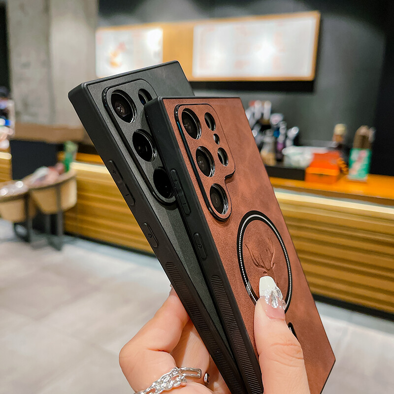 Za Magsafe magnetsku futrolu za bežično punjenje za Samsung Note 20 S24 S23 S22 S21 Ultra Plus luksuzna kožna maska otporna na udarce