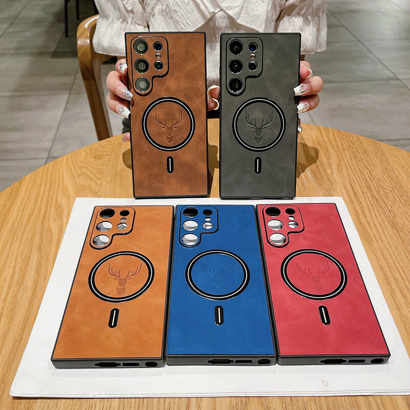 Za Magsafe magnetsku futrolu za bežično punjenje za Samsung Note 20 S24 S23 S22 S21 Ultra Plus luksuzna kožna maska otporna na udarce