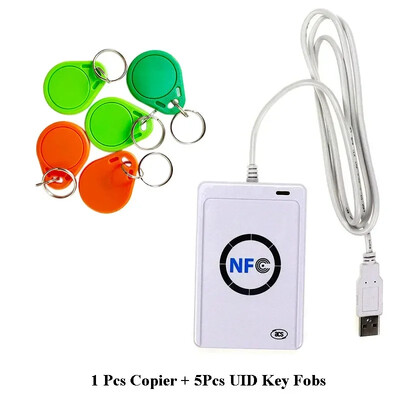 Четец на карти 13,56 MHz, RFID дубликатор, четец на смарт карти с UID карта, ключодържател, ключодържател, ACR122U за Windows Linux Mac