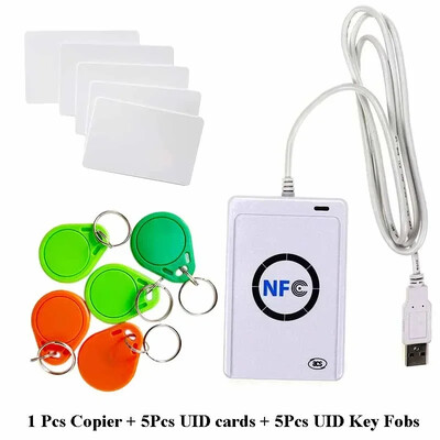 Четец на карти 13,56 MHz, RFID дубликатор, четец на смарт карти с UID карта, ключодържател, ключодържател, ACR122U за Windows Linux Mac