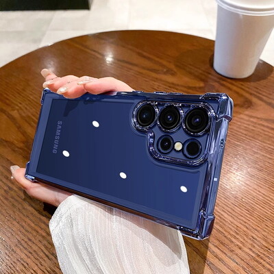 Luksuslik põrutuskindel läbipaistev ümbris Samsung Galaxy A55 A53 A35 5G S24 Ultra S23 FE S22Plus S21 S20 kõva akrüülist hübriidkaitseraua kate