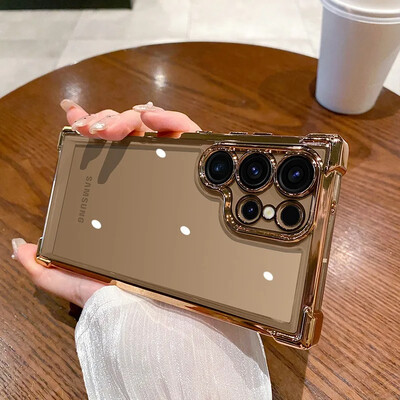 Luksuslik põrutuskindel läbipaistev ümbris Samsung Galaxy A55 A53 A35 5G S24 Ultra S23 FE S22Plus S21 S20 kõva akrüülist hübriidkaitseraua kate