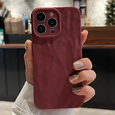 Луксозен шикозен набръчкан мек силиконов калъф за телефон за iphone 15 14 13 12 11 Pro Max X XR XS Удароустойчива броня Черно бял заден капак