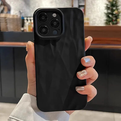 Луксозен шикозен набръчкан мек силиконов калъф за телефон за iphone 15 14 13 12 11 Pro Max X XR XS Удароустойчива броня Черно бял заден капак