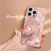 За iPhone 15 Pro 16 Plus 14 Pro Max 13 12 11 X XS XR 7 8 SE Romantic Pink Heart Butterfly Lustre Lining Hard High Phone Case