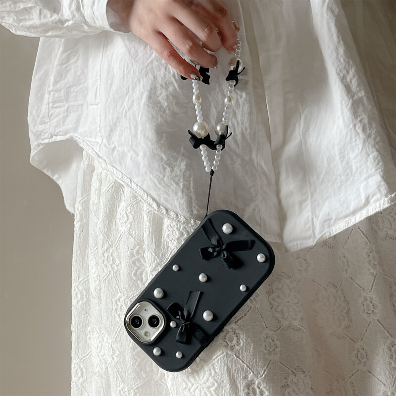 Za iPhone 15 14 13 12 11 Pro Max Case 3D Pearl Bowknot Silikonska zaštitna maska otporna na padove