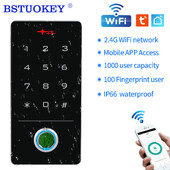 Āra Tuya App Wifi piekļuves kontroles sistēma IP68 ūdensizturīgs RFID EM pirkstu nospiedumu tastatūra ID karšu lasītājs savrups durvju kontrolieris