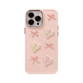 Θήκη τηλεφώνου 3D Pink Love Heart Bow για IPhone16 15 14 12 13 11 ProMax Mini Plus X XR Αντικραδασμικό κάλυμμα τηλεφώνου