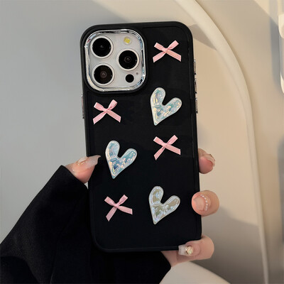 3D Pink Love Heart Bow telefonska torbica za IPhone16 15 14 12 13 11 Pro ProMax Mini Plus X XR otporna na udarce telefonska maska
