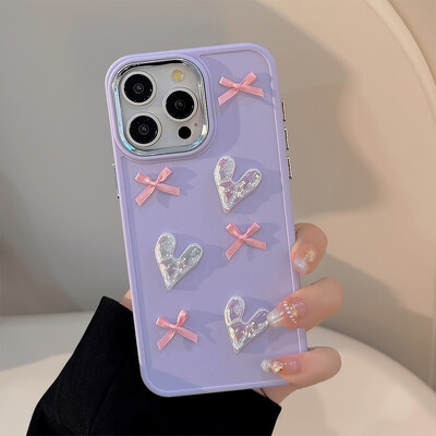3D Pink Love Heart Bow telefonska torbica za IPhone16 15 14 12 13 11 Pro ProMax Mini Plus X XR otporna na udarce telefonska maska