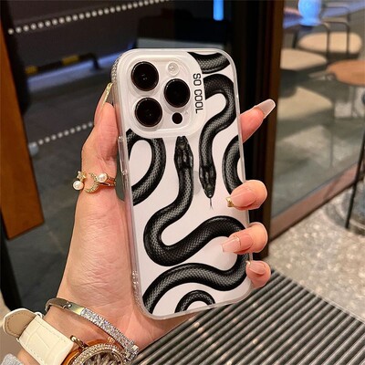 Snake Motif Design telefontok iPhone 16 15 14 13 12 11 Pro Max XR XS MAX 7 8 PLUS MINI Y2K matt ütésálló védőburkolathoz