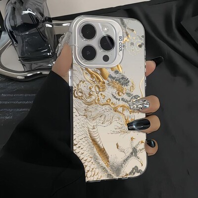 Husa de telefon Golden Dragon of China pentru iPhone 16 15 14 13 12 11 Pro Max XR XS MAX 7 8 PLUS MINI Husă de protecție mată rezistentă la șocuri