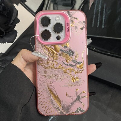 Husa de telefon Golden Dragon of China pentru iPhone 16 15 14 13 12 11 Pro Max XR XS MAX 7 8 PLUS MINI Husă de protecție mată rezistentă la șocuri