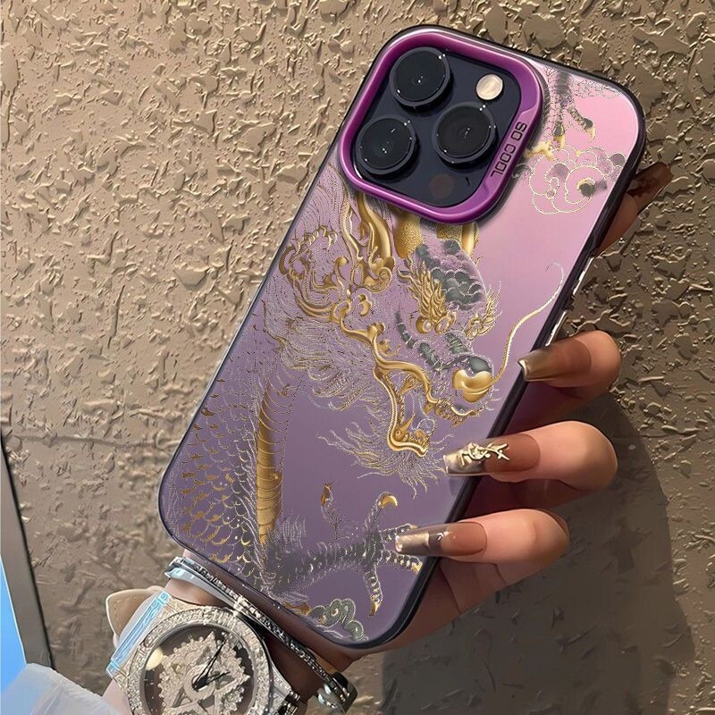 Husa de telefon Golden Dragon of China pentru iPhone 16 15 14 13 12 11 Pro Max XR XS MAX 7 8 PLUS MINI Husă de protecție mată rezistentă la șocuri