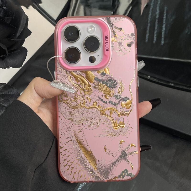 Husa de telefon Golden Dragon of China pentru iPhone 16 15 14 13 12 11 Pro Max XR XS MAX 7 8 PLUS MINI Husă de protecție mată rezistentă la șocuri