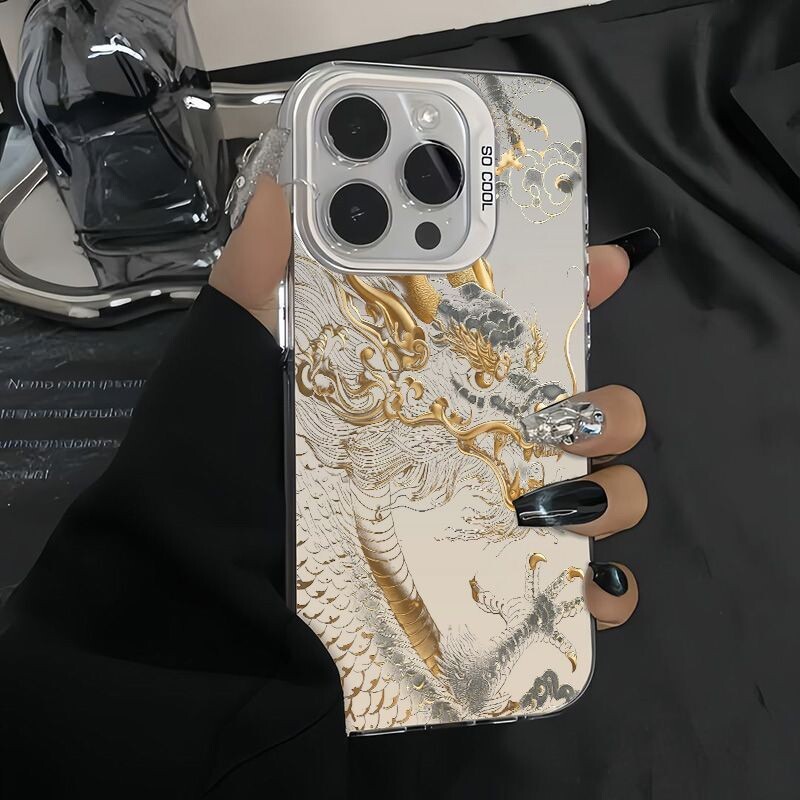 Husa de telefon Golden Dragon of China pentru iPhone 16 15 14 13 12 11 Pro Max XR XS MAX 7 8 PLUS MINI Husă de protecție mată rezistentă la șocuri