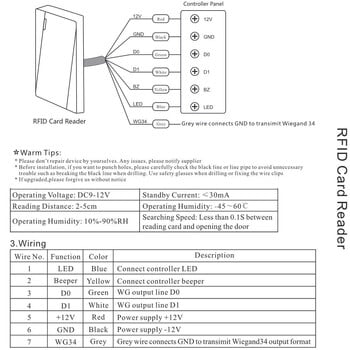 IP68 Αδιάβροχο Wiegand 26 Έξοδος 125Khz/13,56Khz RFID Proximity Card Reader Access Control Slave Reader UP002