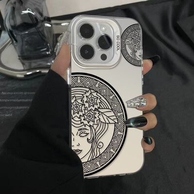 Polucrtana face color Collision europska nišna telefonska torbica za iPhone 16 15 14 13 12 11 Pro Max XR XS MAX 7 8 PLUS MINI Y2K maska