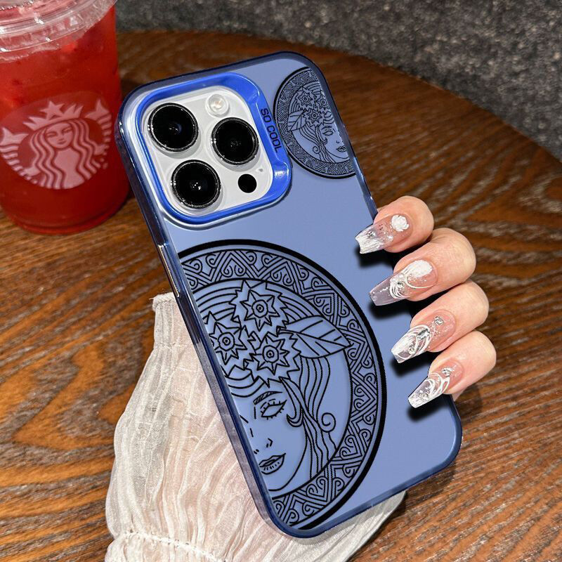 Polucrtana face color Collision europska nišna telefonska torbica za iPhone 16 15 14 13 12 11 Pro Max XR XS MAX 7 8 PLUS MINI Y2K maska