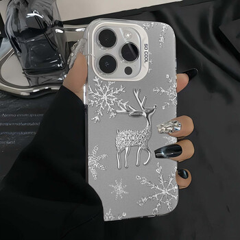 Θήκη τηλεφώνου INS Snowflake Deer για iPhone 16 15 14 13 12 11 Pro Max XR XS MAX 7 8 PLUS MINI Y2K Ματ κάλυμμα σιλικόνης