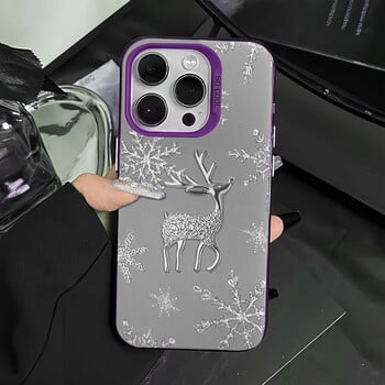 Θήκη τηλεφώνου INS Snowflake Deer για iPhone 16 15 14 13 12 11 Pro Max XR XS MAX 7 8 PLUS MINI Y2K Ματ κάλυμμα σιλικόνης