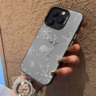 Θήκη τηλεφώνου INS Snowflake Deer για iPhone 16 15 14 13 12 11 Pro Max XR XS MAX 7 8 PLUS MINI Y2K Ματ κάλυμμα σιλικόνης