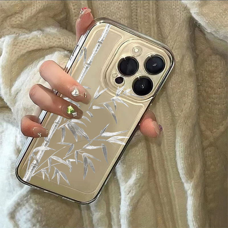 Drevni stil Bambusova prozirna TPU telefonska maska otporna na udarce za iPhone 16 15 14 13 12 11 Pro Max XR XS MAX 7 8 PLUS MINI maska