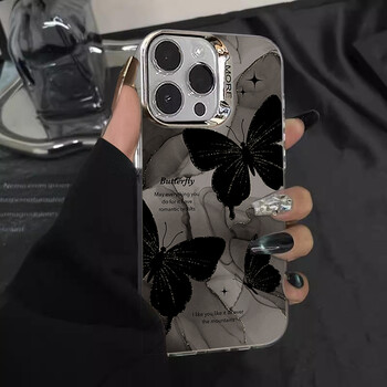 Θήκες τηλεφώνου Smoke Retro Butterfly για iPhone 11 13 Pro 14 12 15 ProMax X XR XSMax 7/8 Plus Γυαλιστερό κάλυμμα υψηλής τεχνολογίας