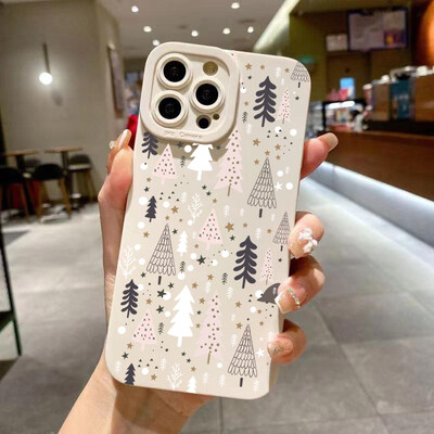Svečana maska za telefon s grafičkim božićnim drvcem za iPhone 16 15 14 13 12 11 Pro X XR XS SE2 8 7 Plus Pro Max Mini silikonska stražnja maska