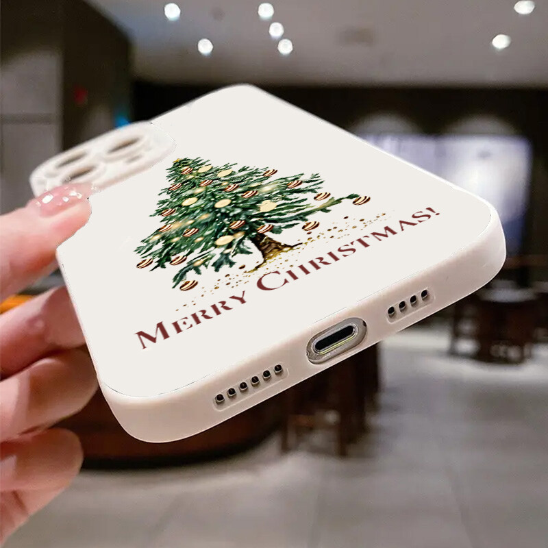 Svečana maska za telefon s grafičkim božićnim drvcem za iPhone 16 15 14 13 12 11 Pro X XR XS SE2 8 7 Plus Pro Max Mini silikonska stražnja maska
