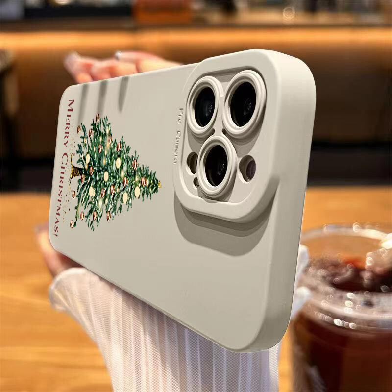 Svečana maska za telefon s grafičkim božićnim drvcem za iPhone 16 15 14 13 12 11 Pro X XR XS SE2 8 7 Plus Pro Max Mini silikonska stražnja maska