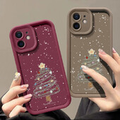 Mekana TPU maska s printom božićnog drvca za iPhone 15 16 Pro Max 14 Plus 13 12 11 Pro Max 7 8 XR X XSMax SE Poklopac za telefon otporan na udarce